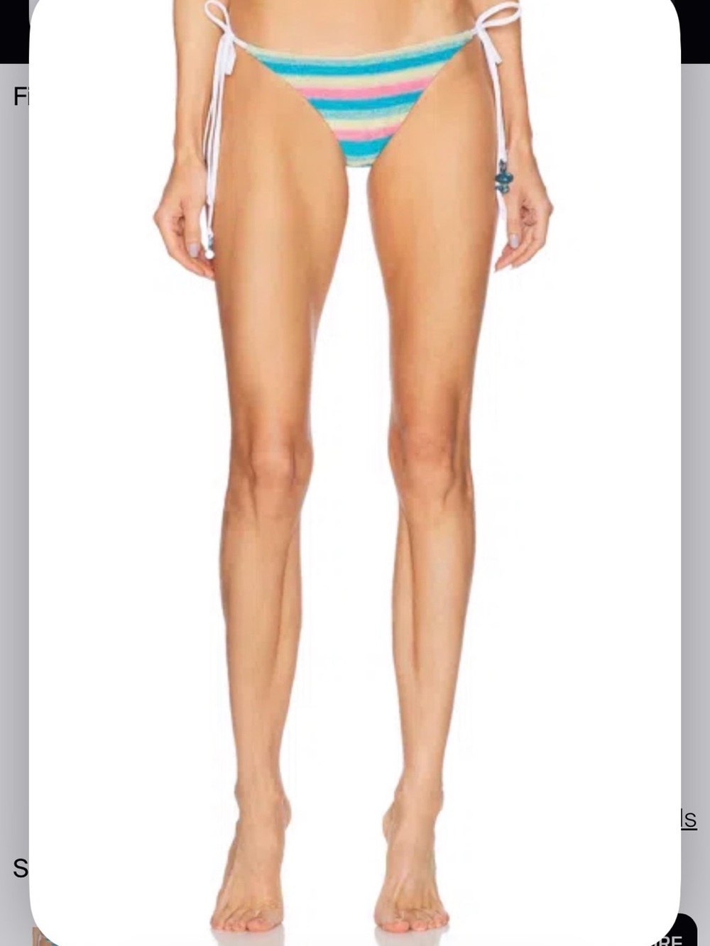 Striped Tie-Side Bikini Bottom in Aqua and Pink